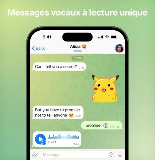 Messages vocaux et vidéo à lecture unique.