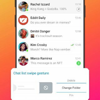 Gestos ao deslizar na Lista de Chats
